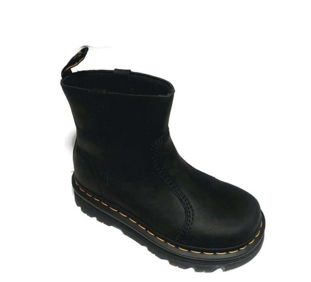 Dr Martens Zebzag Rigger Black Wyoming Leather Slip On Boots Womens Size 6 EU 37